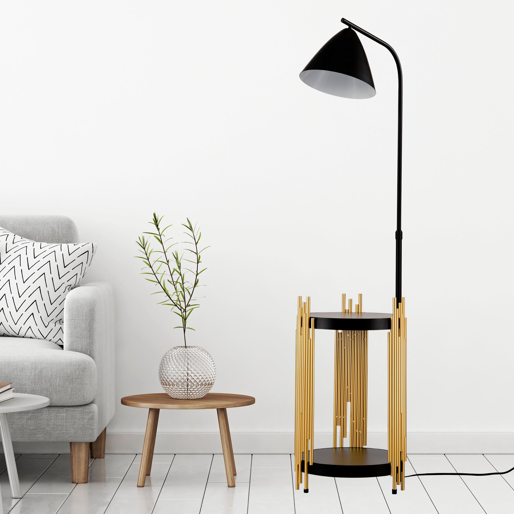 Gold Black Floor Lamp