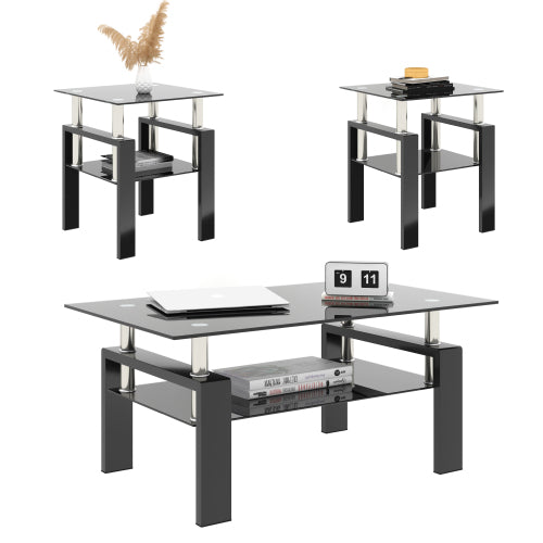 Black Glass Square Tables