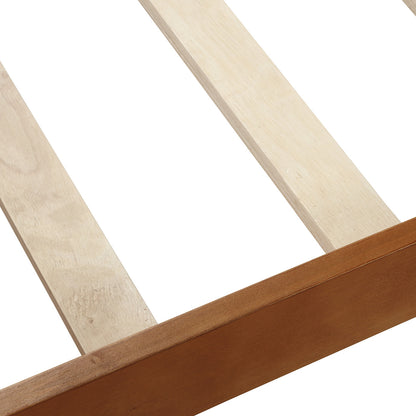Wood Platform Twin Bed Frame, Sleigh Design With Headboard Footboard, Wood Slat