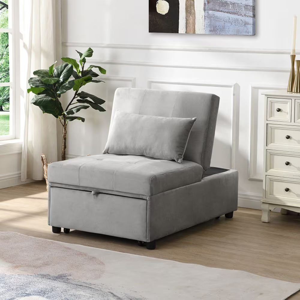 Gray Folding Ottoman Bed