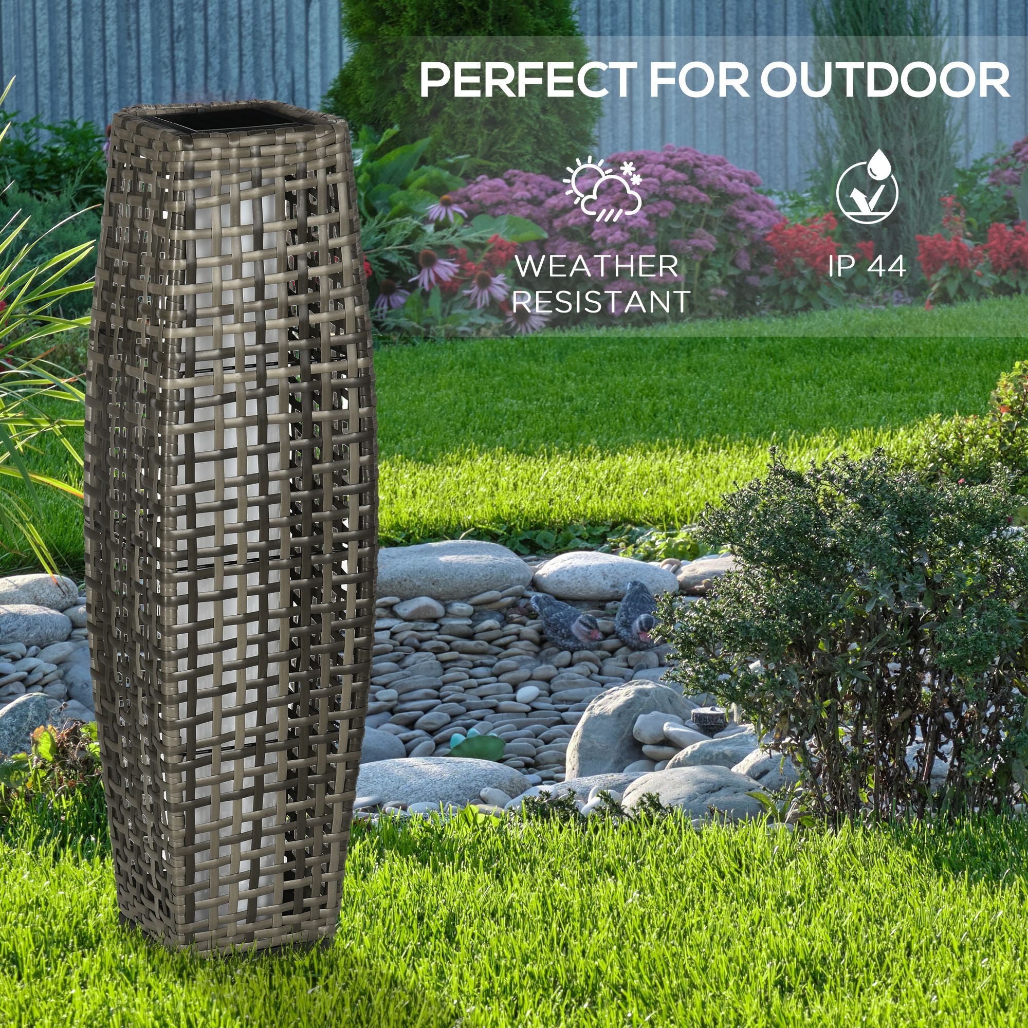 Wicker Solar Floor Lamp