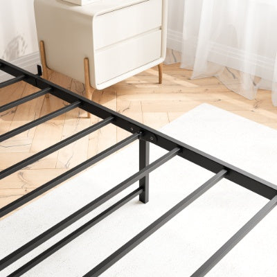 Estructura de Cama de Tamaño Completo con Cabecero de Almacenamiento, Cama Plataforma de Metal con Estación de Carga, Almacenamiento en Forma de Estantería, No Requiere Colchón de Muelles, Ensamblaje Fácil, Sin Ruido, Negro