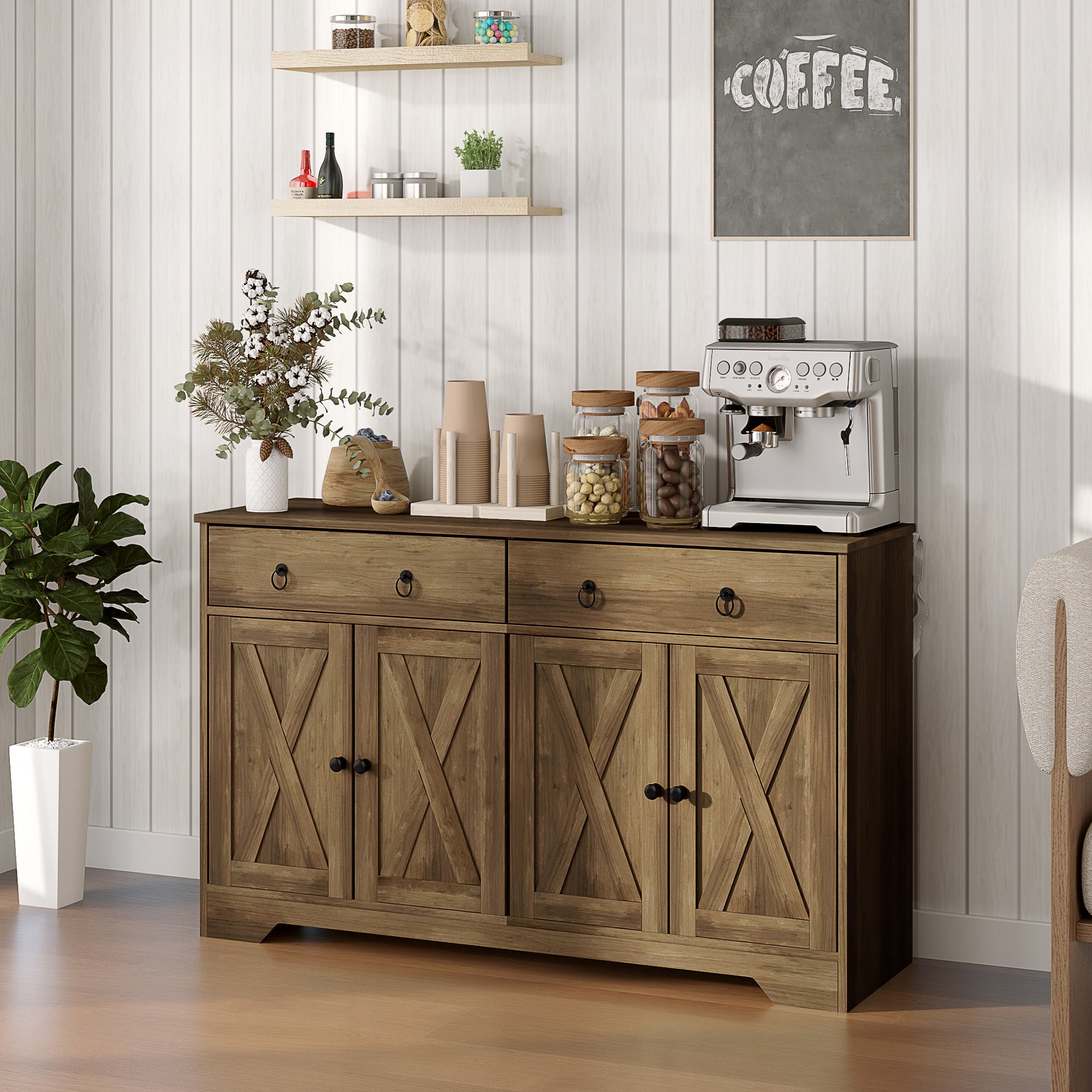 Light Brown Farmhouse Sideboard