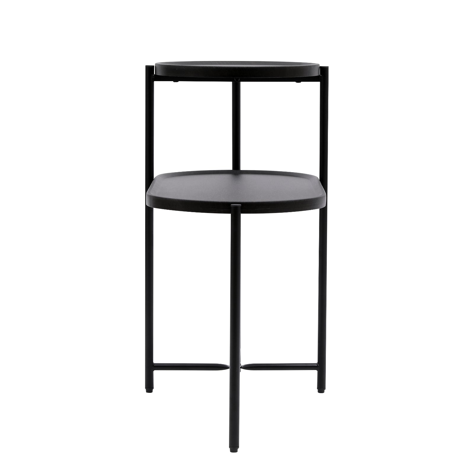 Mesa de Café Redonda con Bandeja de Almacenamiento Mesa Auxiliar Ovalada de 2 Niveles Mesa Lateral Pequeña de Madera para Sala de Estar