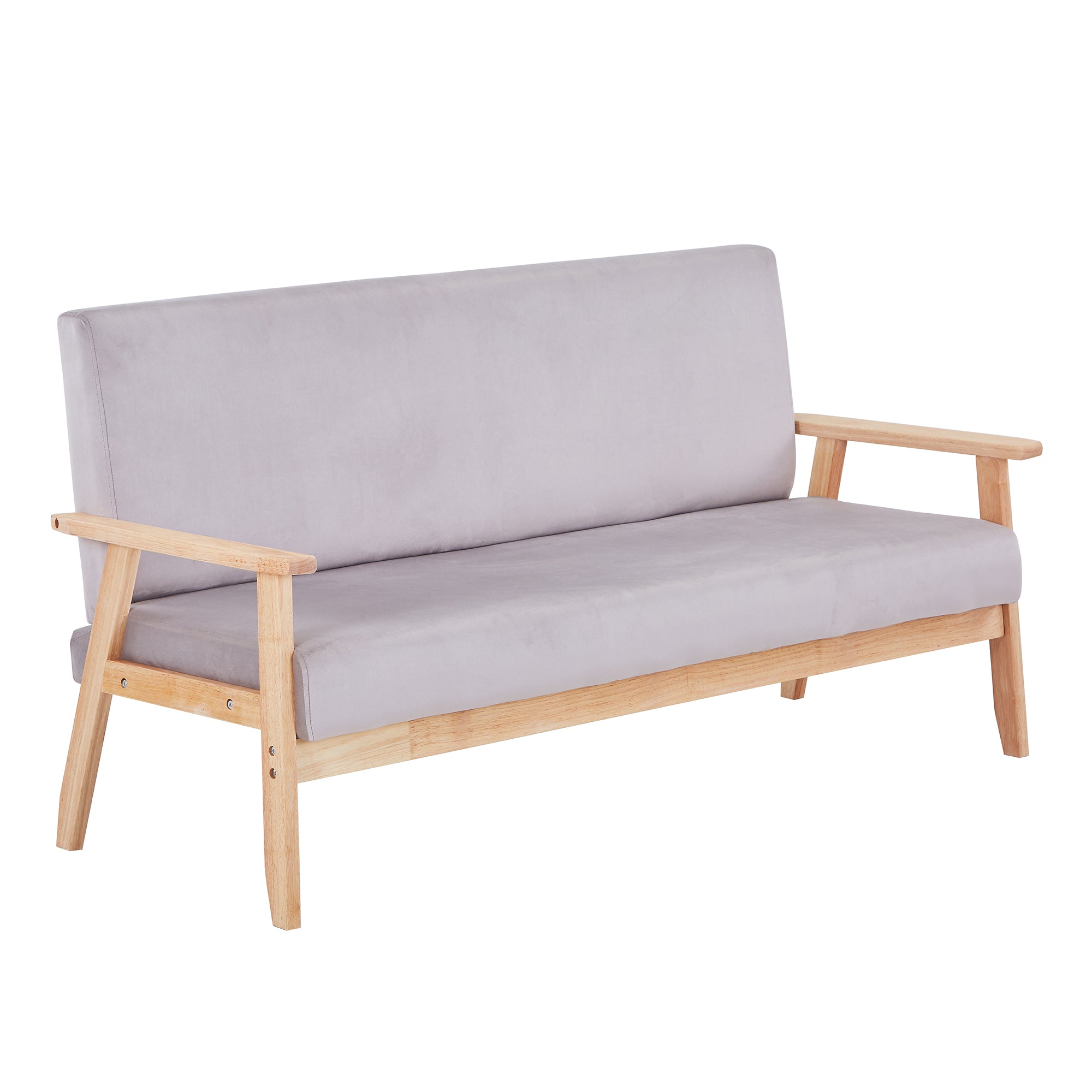 Wooden Arm Velvet Loveseat