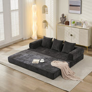 Sofá Cama Plegable Convertible Cómodo, Sofá Cama de Suelo, Sofá de Suelo de Chenille con Reposabrazos, Sofá Lounge de Suelo para Sala de Estar, Dormitorio, Lounge o Estudio-Negro