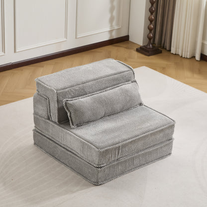 Compression Mahjong Sofa,Convertible Floor Sofa Bed ,DIY Boneless Modular Sectional Sofa,No Assembly Required,Circle Fleece Fabric,Oversized Single Sofa With 1 Pillow,Light Grey