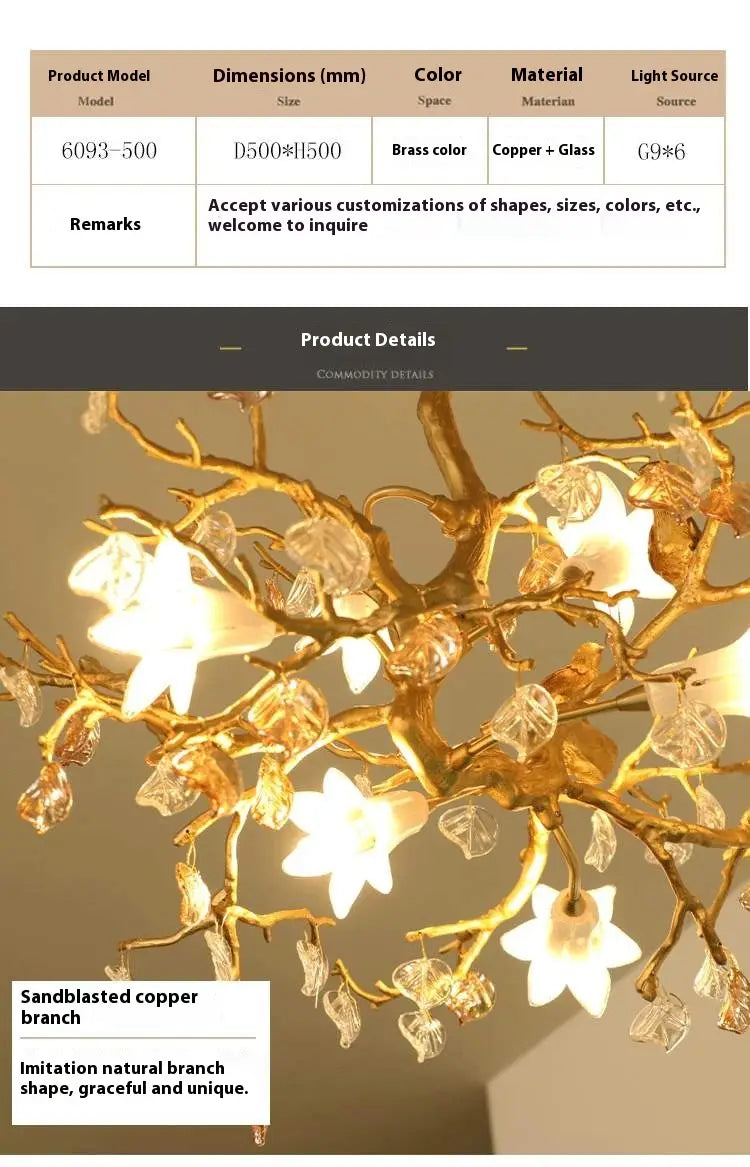 Copper Branch Chandelier Creative Crystal Chandelier