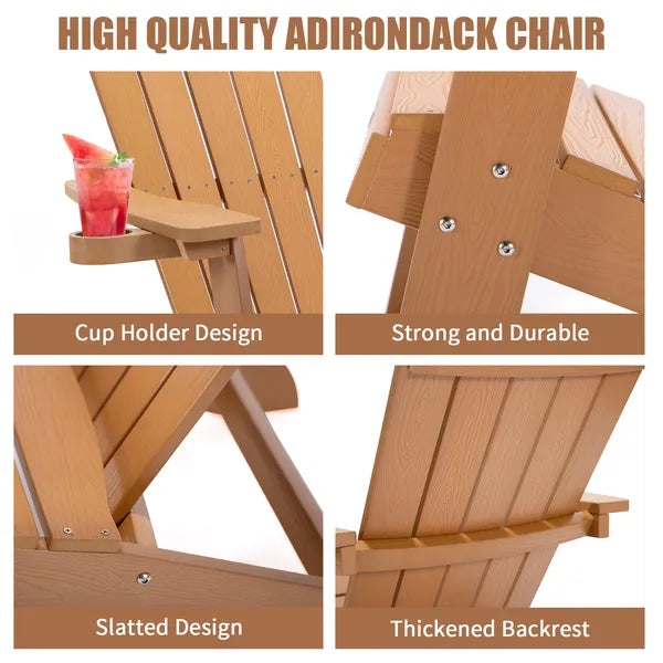 Silla Adirondack TALE para Patio Muebles de Exterior Pintados con Portavasos Madera Plástica Resistente a Todas las Climas y Antidesvanecimiento para Césped y Terraza