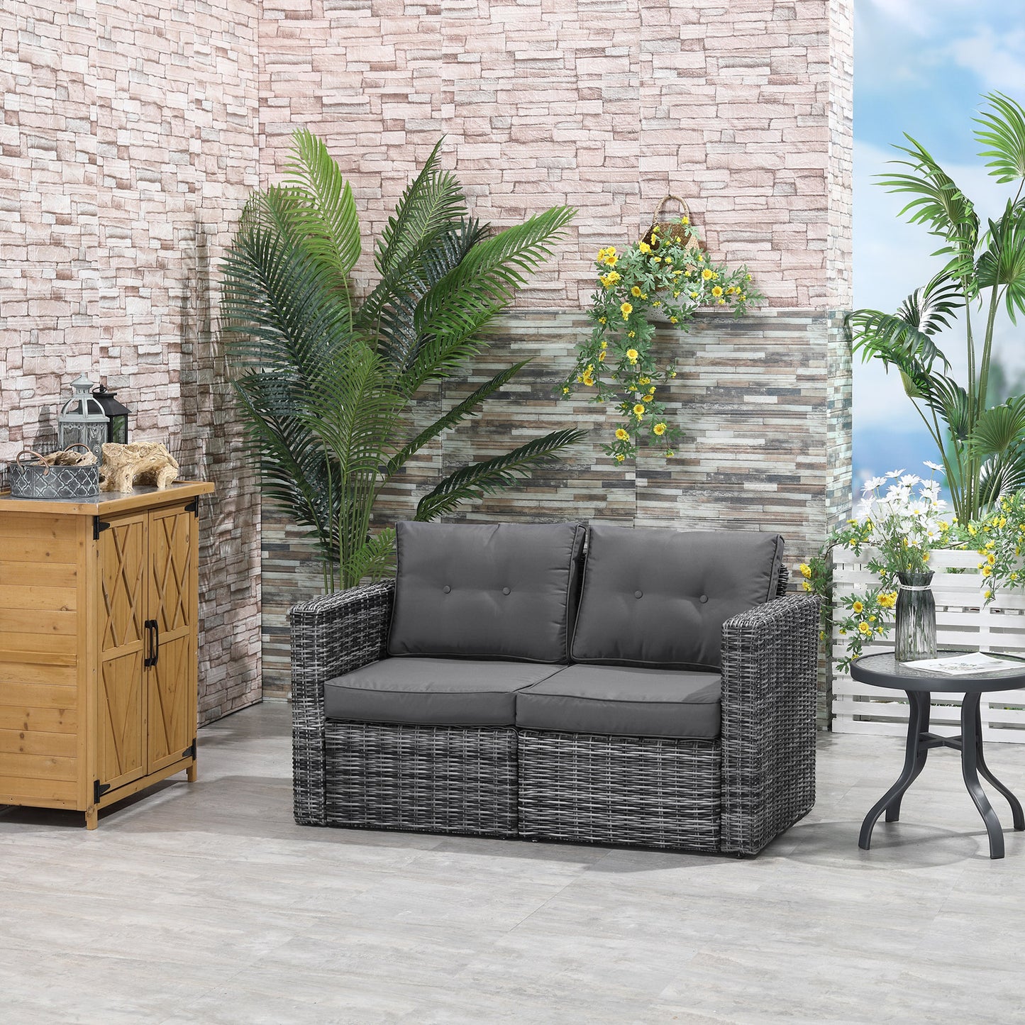 2 Piece Patio Corner Sofa Set