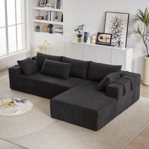 Juego de Sofá Seccional Tapizado en Chenille Moderno, Sofá Seccional en Forma de L Modular de 108 Pulgadas con 6 Almohadas, Sofá Couch de Combinación Libre para Sala de Estar, Dormitorio