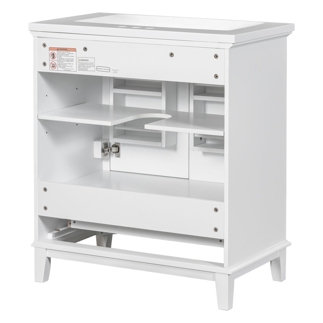 White Bathroom Vanity with Sink Combo, 30"