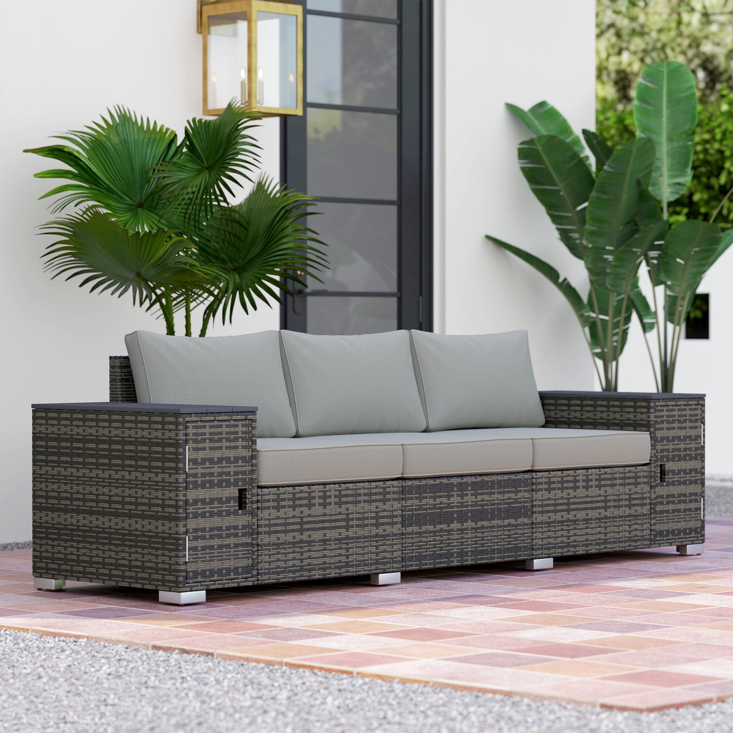 3 Seater Outdoor Couch Patio Sofa with Storage