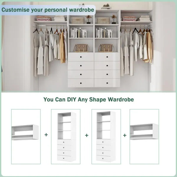 Wall Mounted Closet Organizer Storage Bedroom White