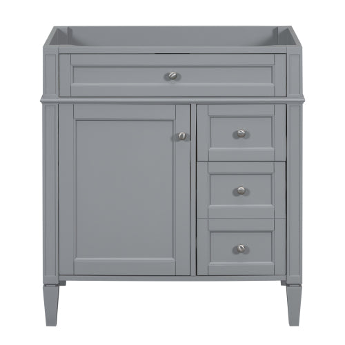 30'' Badezimmer-Waschständer ohne Waschbecken, moderner Badezimmer-Speicherschrank mit 2 Schubladen und einer Klapp-Schublade