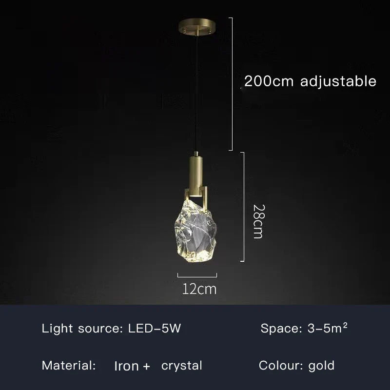 DecorBites™ Crystal Iron Bedside Chandelier: Nordic Light Luxury Post Modern Design