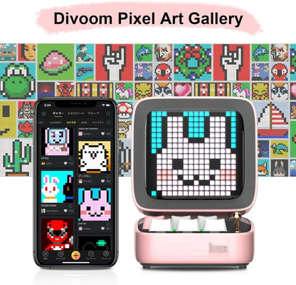 DecorBites™ Ditoo Pixel Art Game Bluetooth Speaker: 16X16 LED Display Board (Pink)