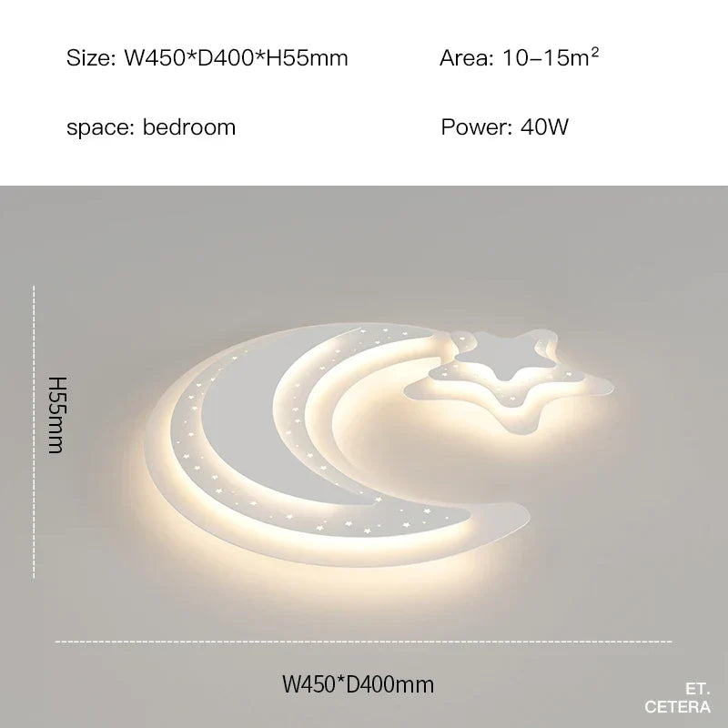 DecorBites™ Kids Room LED Chandelier - Stars and Moon Ceiling Lamp for Bedroom Nursery