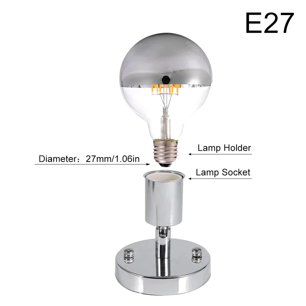 DecorBites™ E27 Ceramic Screw Bulb Socket with 180° Steering and Switch