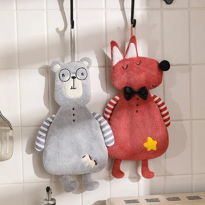 DecorBites™ Kids Coral Velvet Hanging Hand Towel: Soft, Skin-Friendly Kitchen & Bathroom Towel