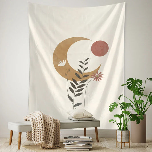 Decobites Moon Plant Tapestry Wall Hanging Psychedelic Boho Home Decor