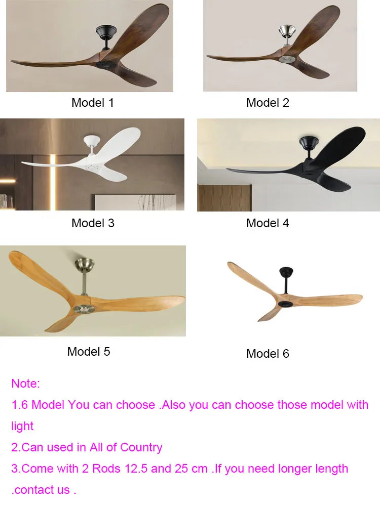 DecorBites™ 70" Ceiling Fan Remote Control DC Motor Wood Blades High Quality Design