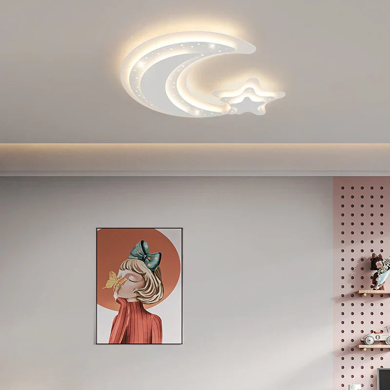 DecorBites™ Kids Room LED Chandelier - Stars and Moon Ceiling Lamp for Bedroom Nursery