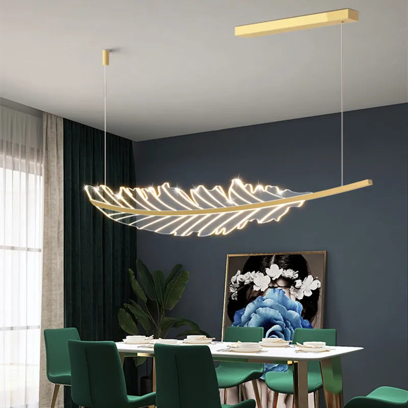 Decorbites™ Lámpara de Araña de Hojas: Luminaria LED Nórdica Dorada para Comedor