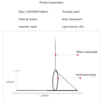 DecorBites™ Art Line LED Chandelier Black Iron Pendant Light for Dining Kitchen Bar