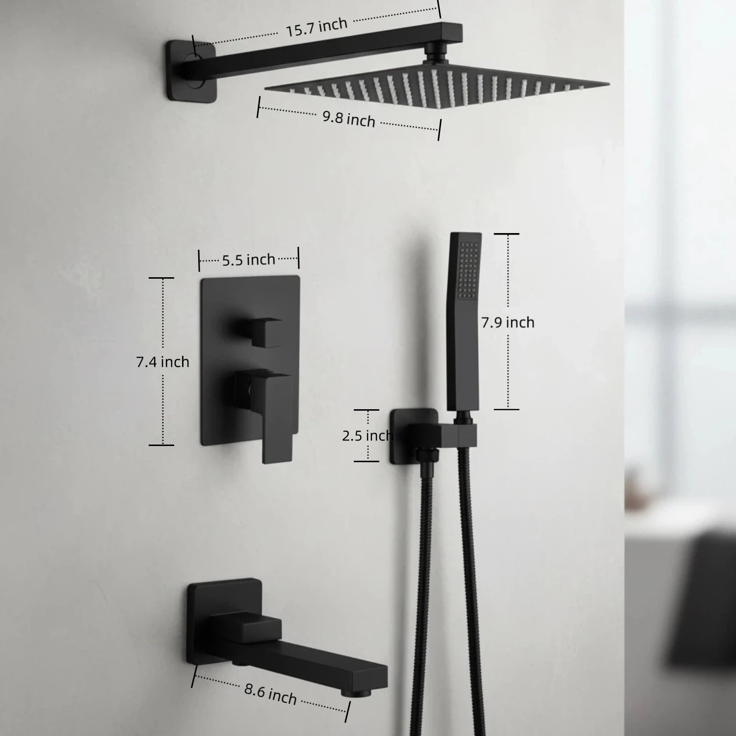 Matte Black Shower System Robust Construction