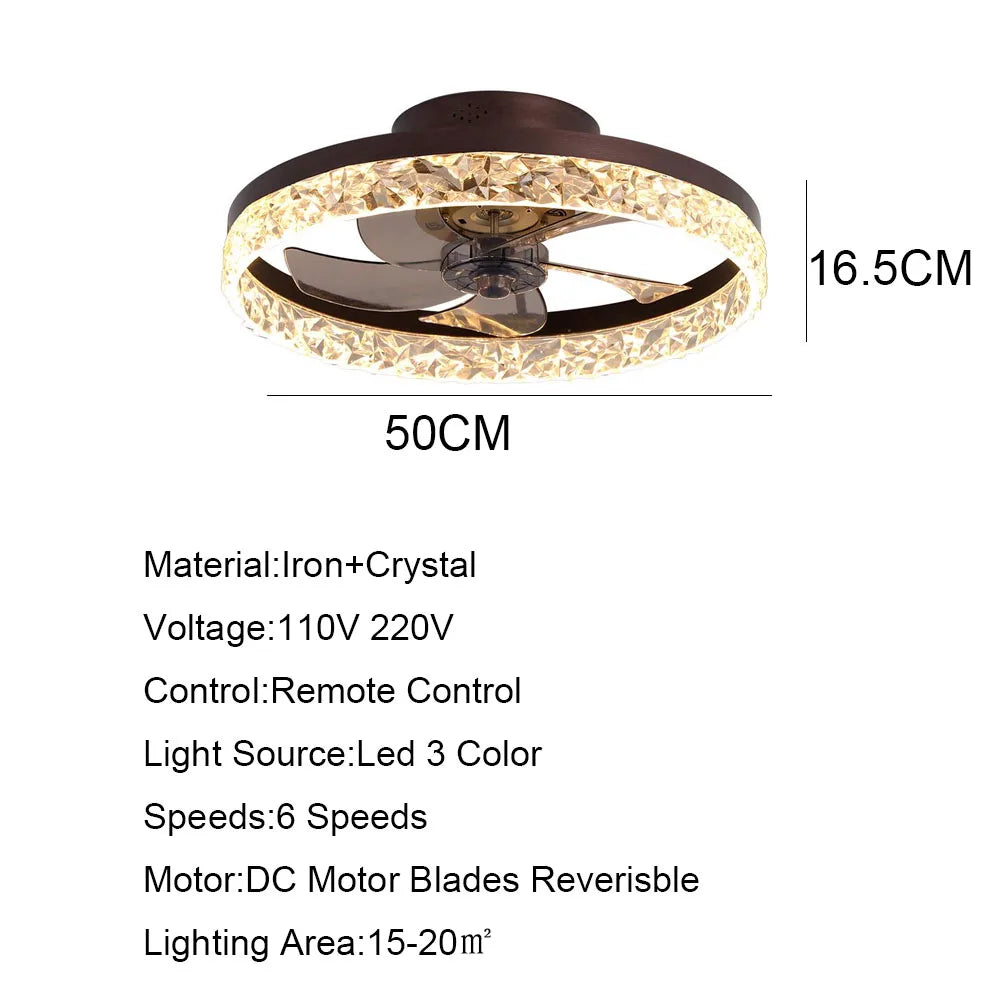 DecorBites™ Crystal LED Ceiling Fan with Remote Control and 6 Speeds