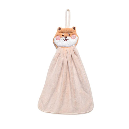 DecorBites™ Cartoon Animal Hand Towel: Soft & Absorbent Coral Velvet Cloth for Home & Kitchen