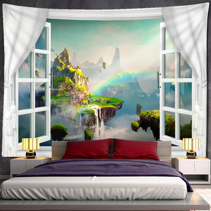 Decobites Seaside Landscape Painting Tapestry Wall Hanging for Bohemian Living Room