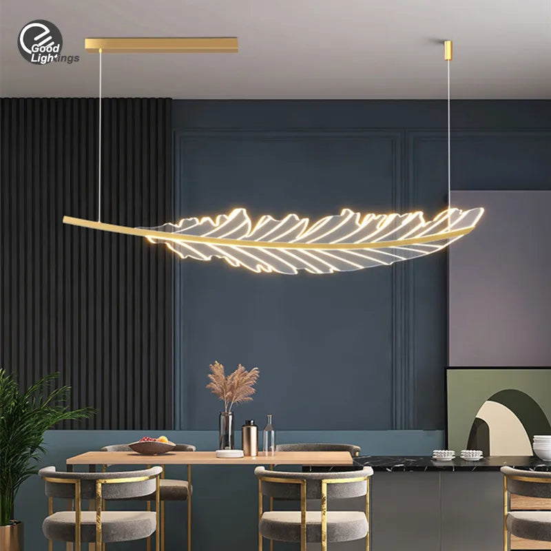 DecorBites™ Leaf Chandelier: Golden Nordic LED Dining Room Fixture