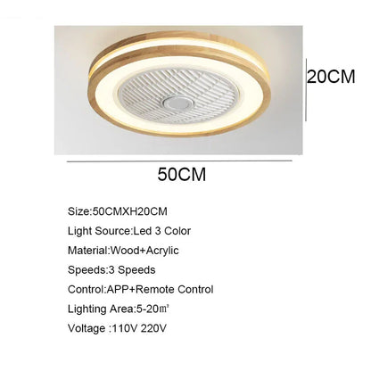مروحة سقف خشبية من ديكوربايتس™ مقاس 20 بوصة مع جهاز تحكم عن بعد بالتطبيق وإضاءة LED، بتصميم عصري لغرفة المعيشة وغرفة النوم