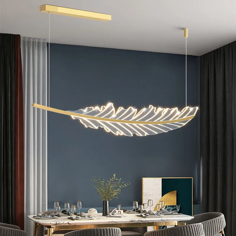 DecorBites™ Leaf Chandelier: Golden Nordic LED Dining Room Fixture