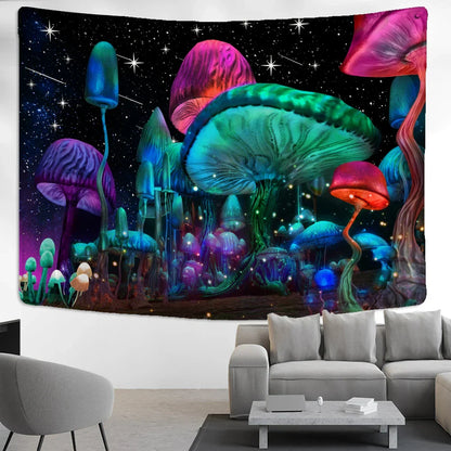 Decobites Cartoon Planet Mushroom Tapestry Wall Hanging for Psychedelic Room Decor