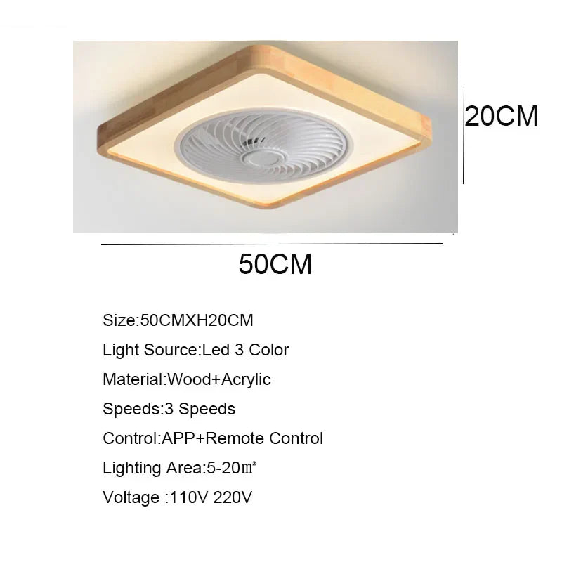 مروحة سقف خشبية من ديكوربايتس™ مقاس 20 بوصة مع جهاز تحكم عن بعد بالتطبيق وإضاءة LED، بتصميم عصري لغرفة المعيشة وغرفة النوم