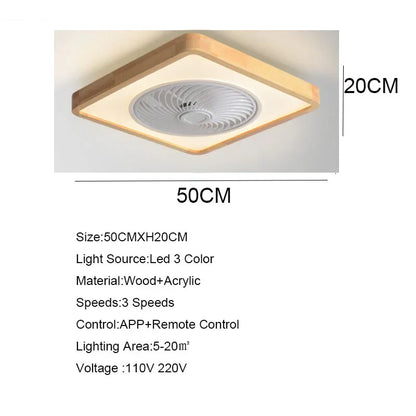 مروحة سقف خشبية من ديكوربايتس™ مقاس 20 بوصة مع جهاز تحكم عن بعد بالتطبيق وإضاءة LED، بتصميم عصري لغرفة المعيشة وغرفة النوم