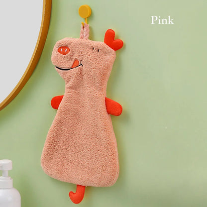 DecorBites™ Cartoon Animal Hand Towel: Soft & Absorbent Kitchen Cloth for Children