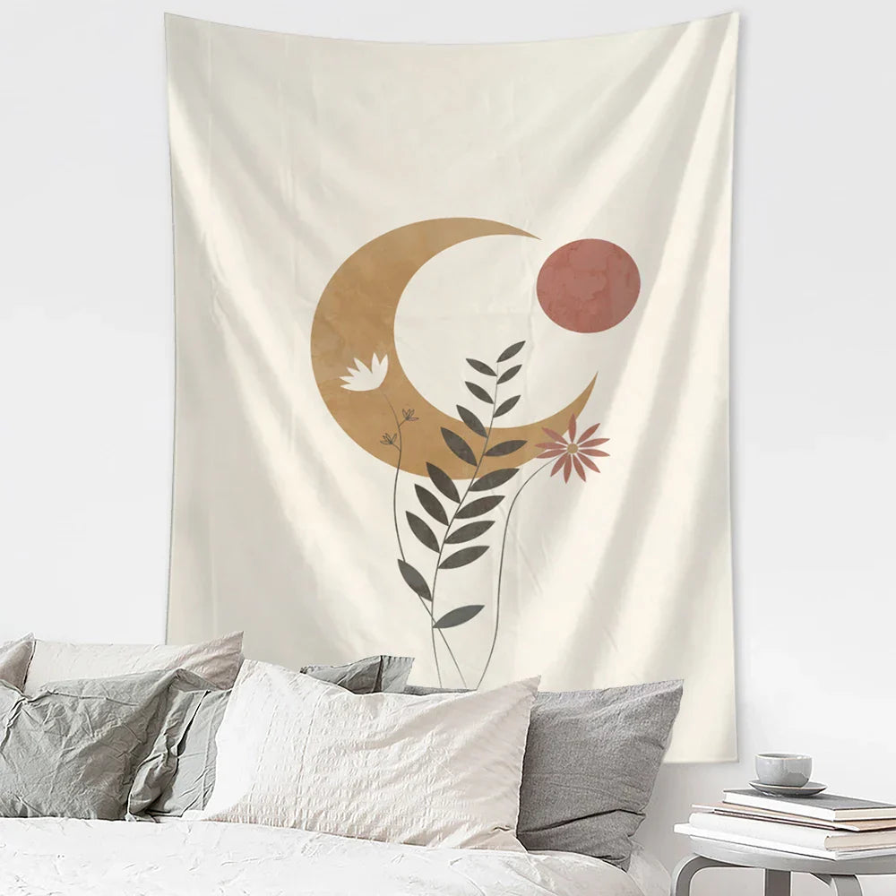 Moon Illustration Tapestry Wall Hanging Afrocentric Boho Hippie Home Decor by Decobites