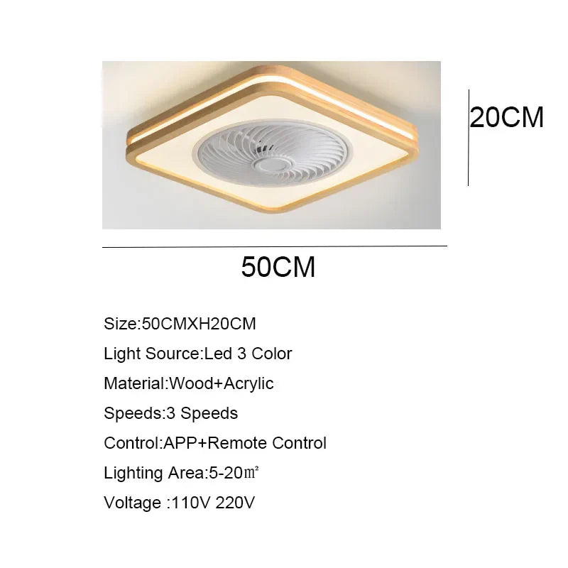 مروحة سقف خشبية من ديكوربايتس™ مقاس 20 بوصة مع جهاز تحكم عن بعد بالتطبيق وإضاءة LED، بتصميم عصري لغرفة المعيشة وغرفة النوم