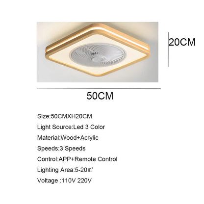 مروحة سقف خشبية من ديكوربايتس™ مقاس 20 بوصة مع جهاز تحكم عن بعد بالتطبيق وإضاءة LED، بتصميم عصري لغرفة المعيشة وغرفة النوم