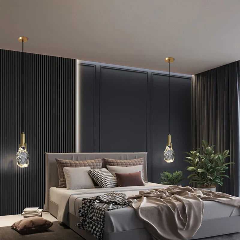 DecorBites™ Crystal Iron Bedside Chandelier: Nordic Light Luxury Post Modern Design