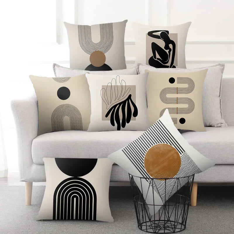 Abstract Line Pattern Cushion Cover