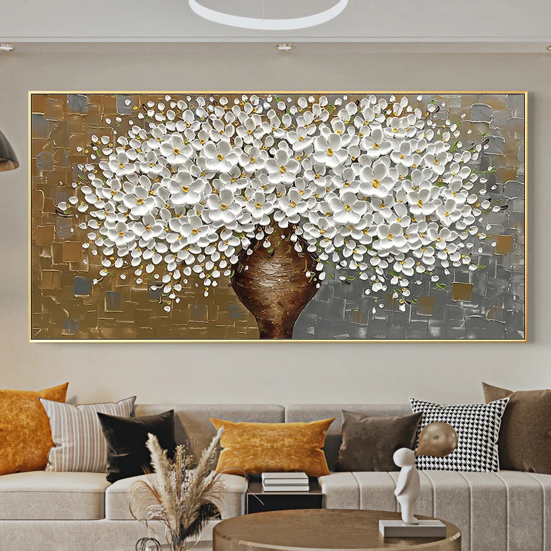 Abstract White Flower Canvas Art