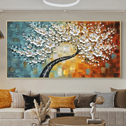 Abstract White Flower Canvas Art