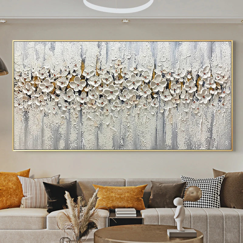 Abstract White Flower Canvas Art