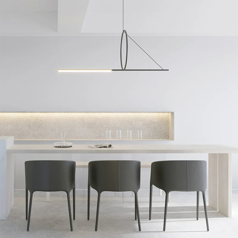 DecorBites™ Art Line LED Chandelier Black Iron Pendant Light for Dining Kitchen Bar