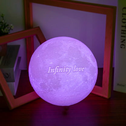 Personalized 3D Printing Moon Lamp Customized Photo Text Night Light USB Rechargeable Birthday Mother Day Lunar Christmas Gift